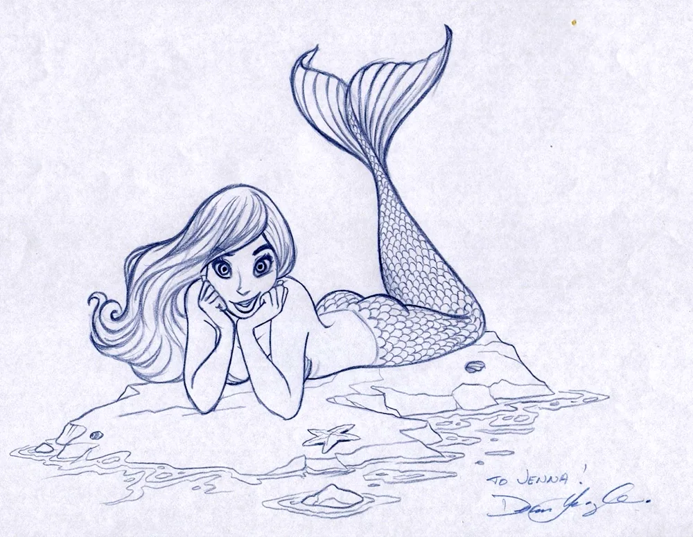 Mermaid pencil drawing