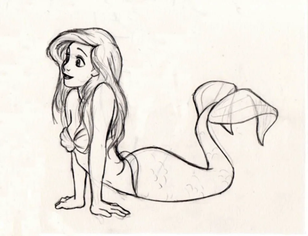 Mermaid pencil drawing