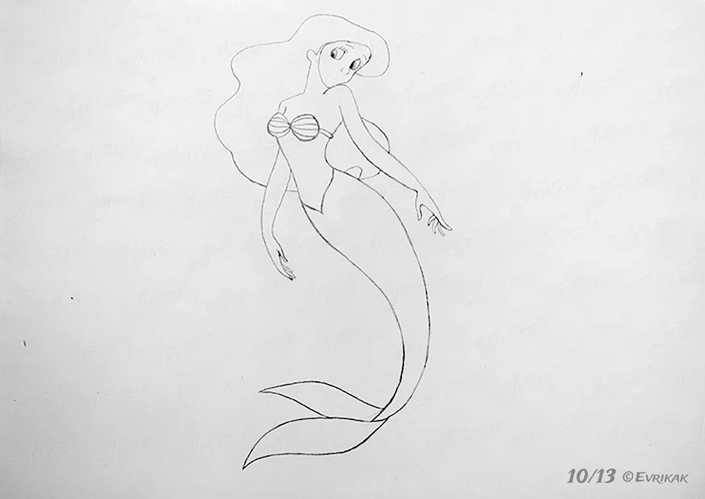 Mermaid pencil drawing