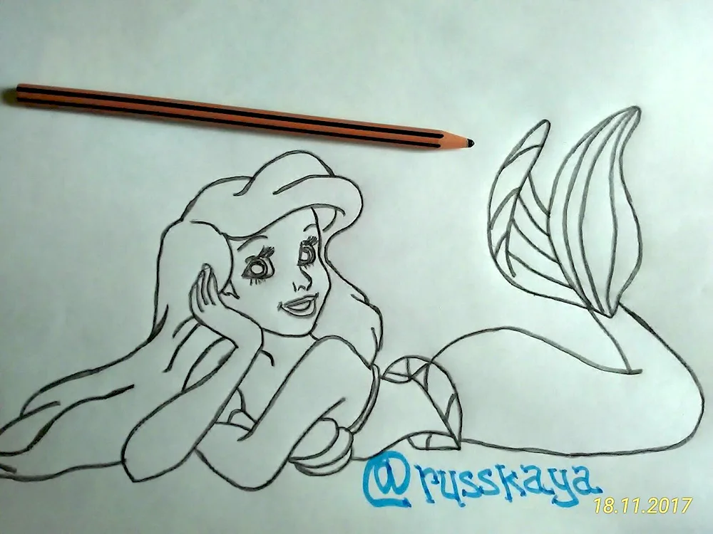 Mermaid pencil drawing