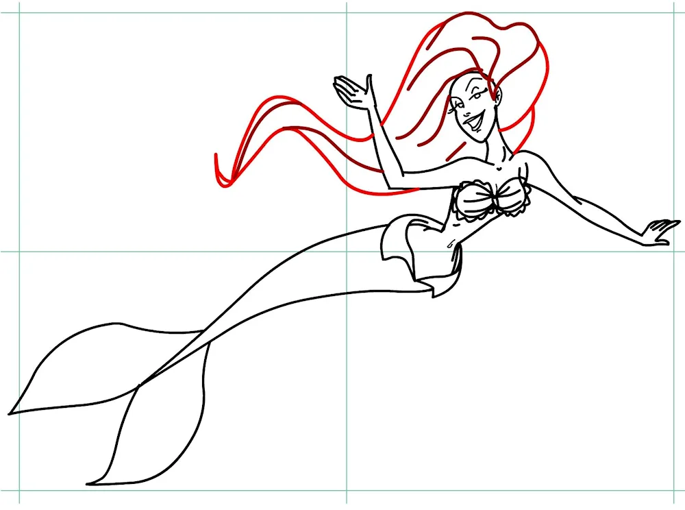 Mermaid pencil drawing