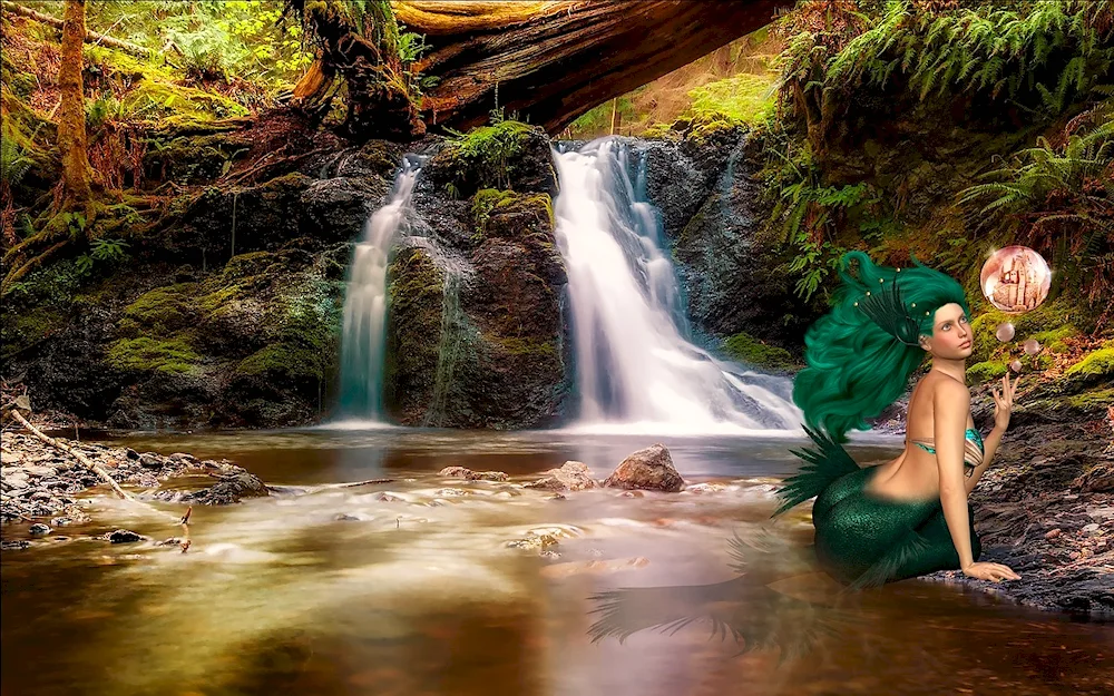 Mermaid at the waterfall