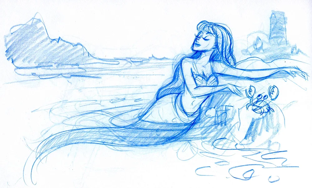 Mermaid pencil drawing