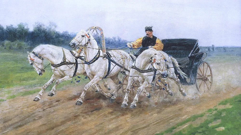 Russian troika of Orlov trotters