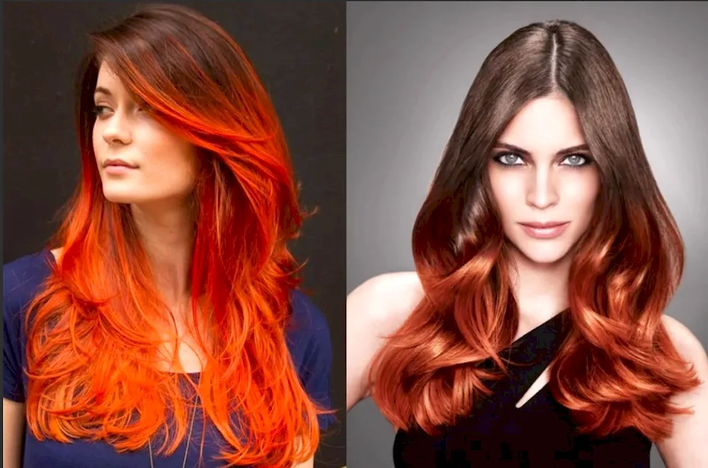 Russet hair with red ends
