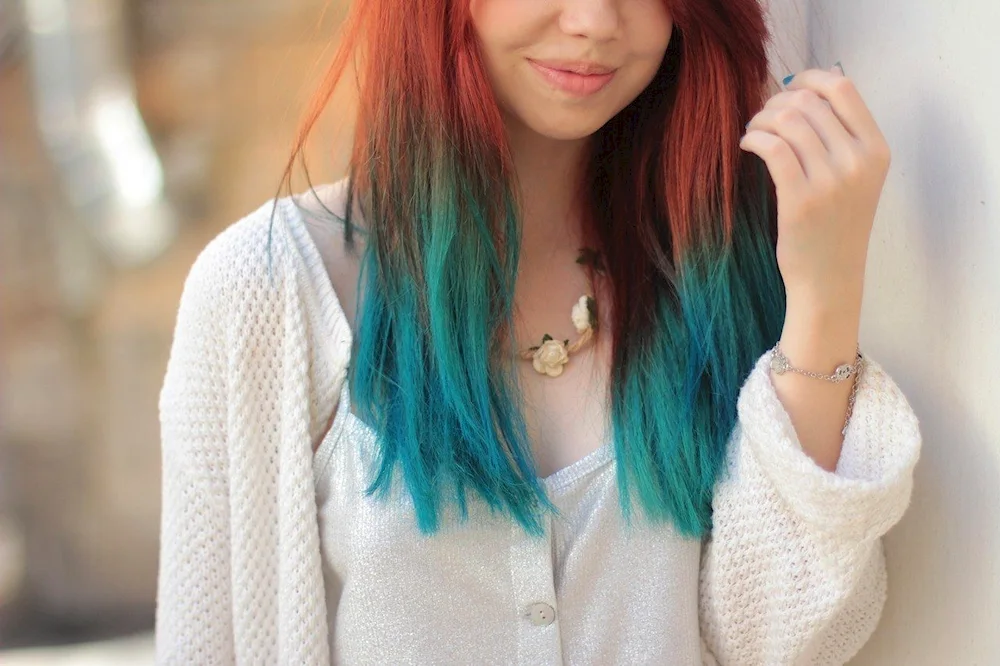 Red blue hair