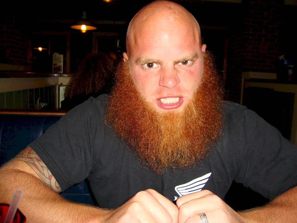 Red-bearded bald Viking