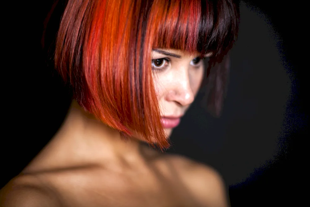 Red hair colouring for dark bob