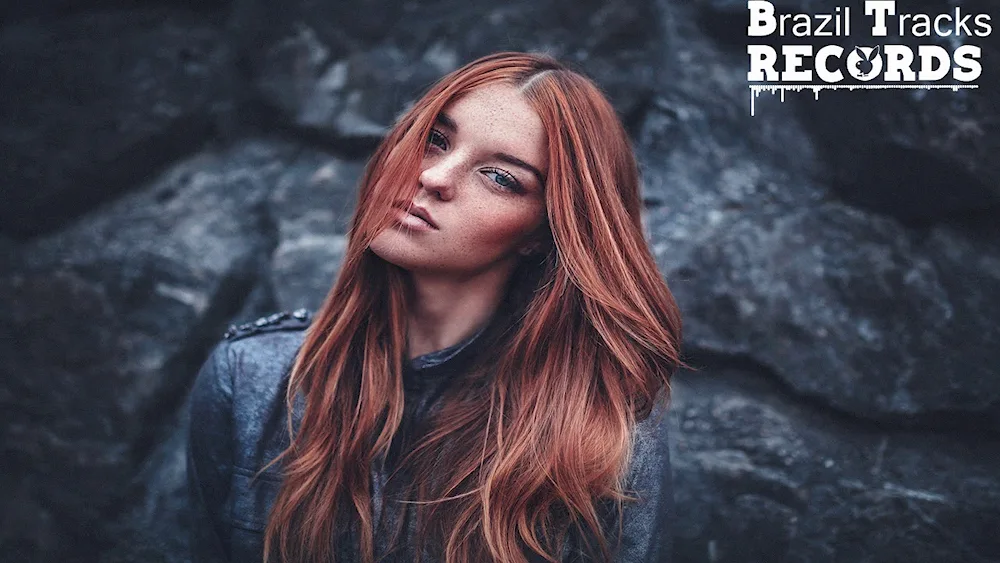 Girl with dark red hair