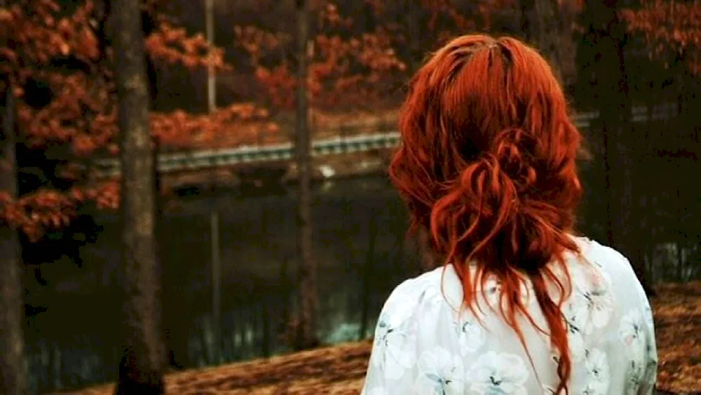 Girl in nature with back