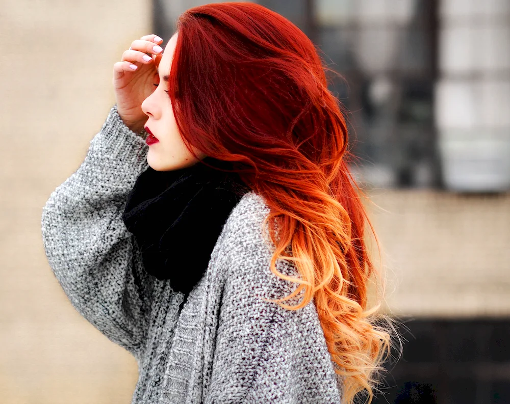 Red hair ombré on red hair