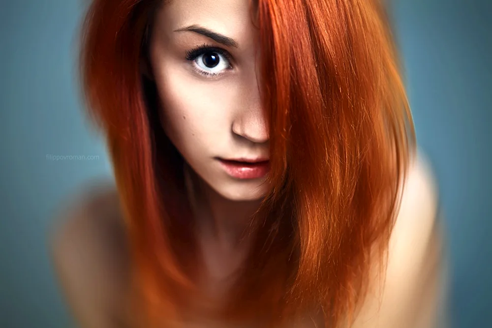 Girl with red hair.