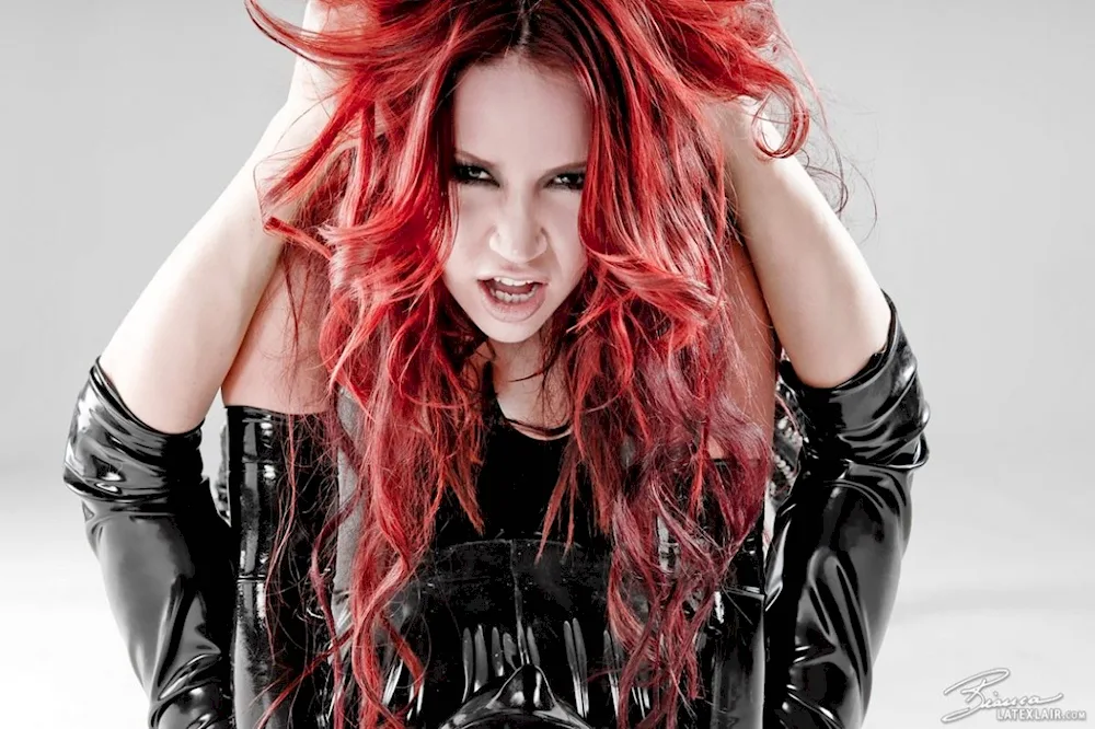 Red hair with white strands