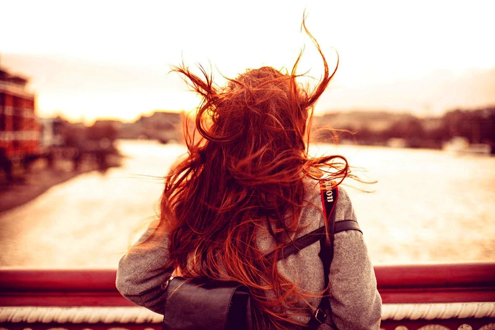 Red hair from back