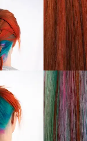 Red with coloured strands