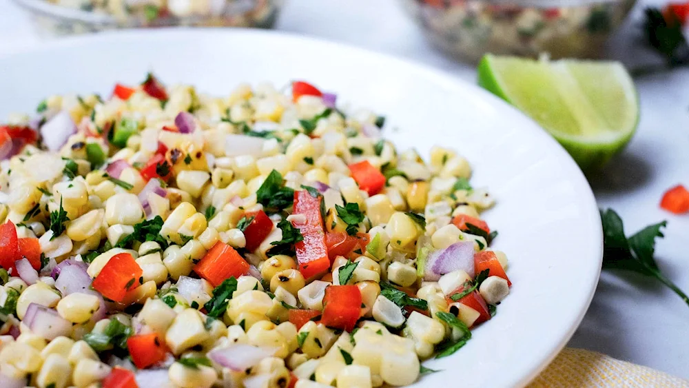 Salad with crab sticks and corn