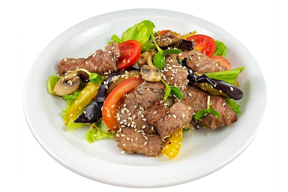 Beef teriyaki salad with beef