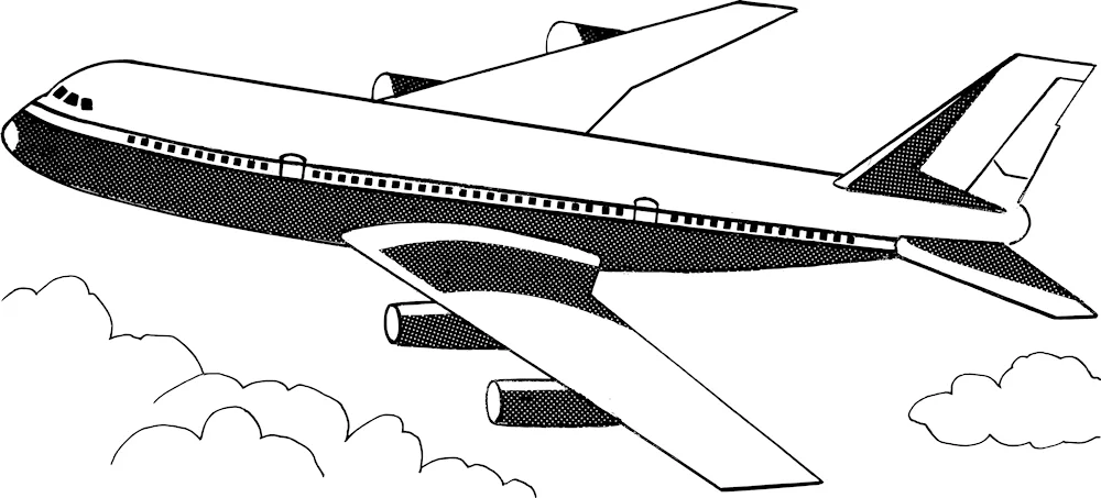 Aplane black and white drawing