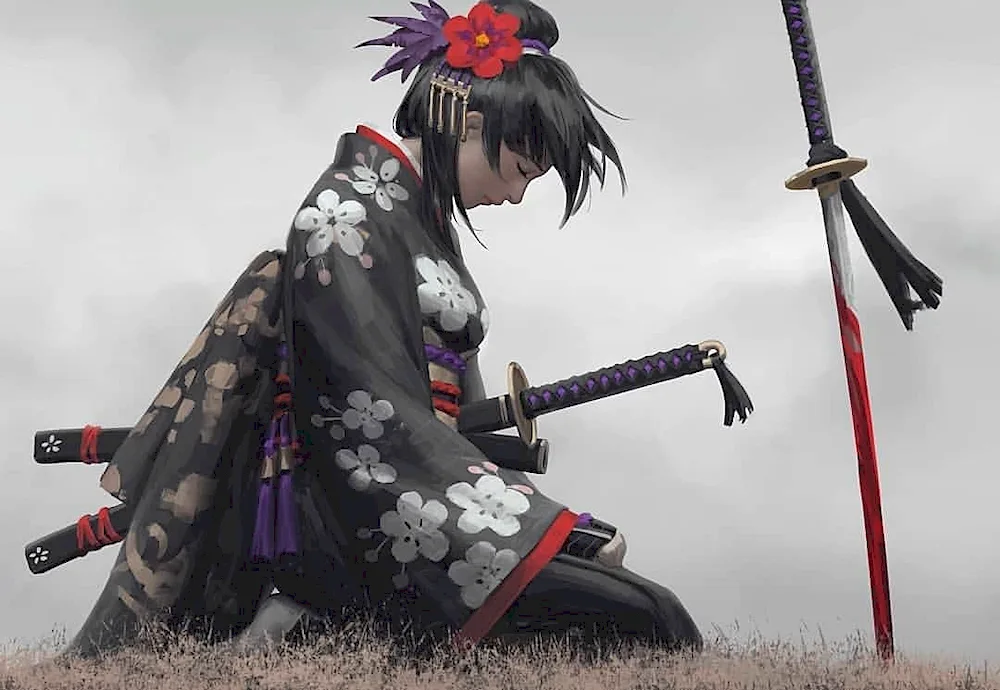 Samurai with katana art