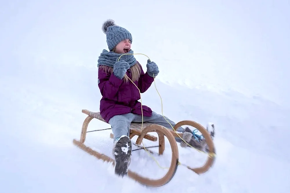 Sledding in the winter