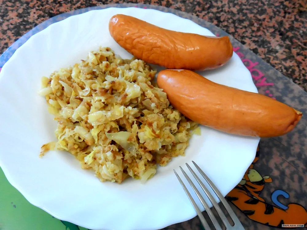 Sausage wieners with side dishes