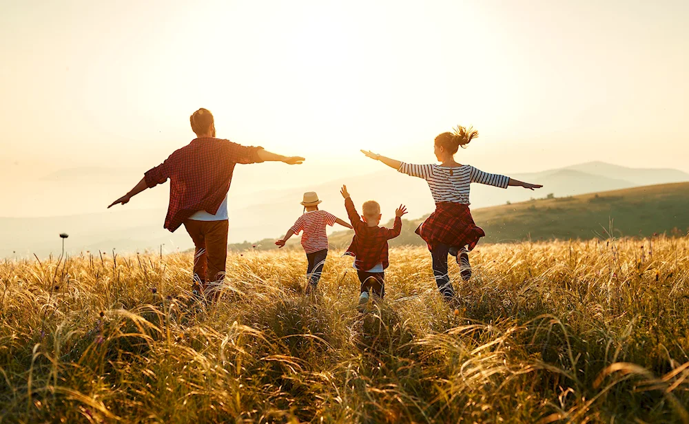 Happy family silhouette