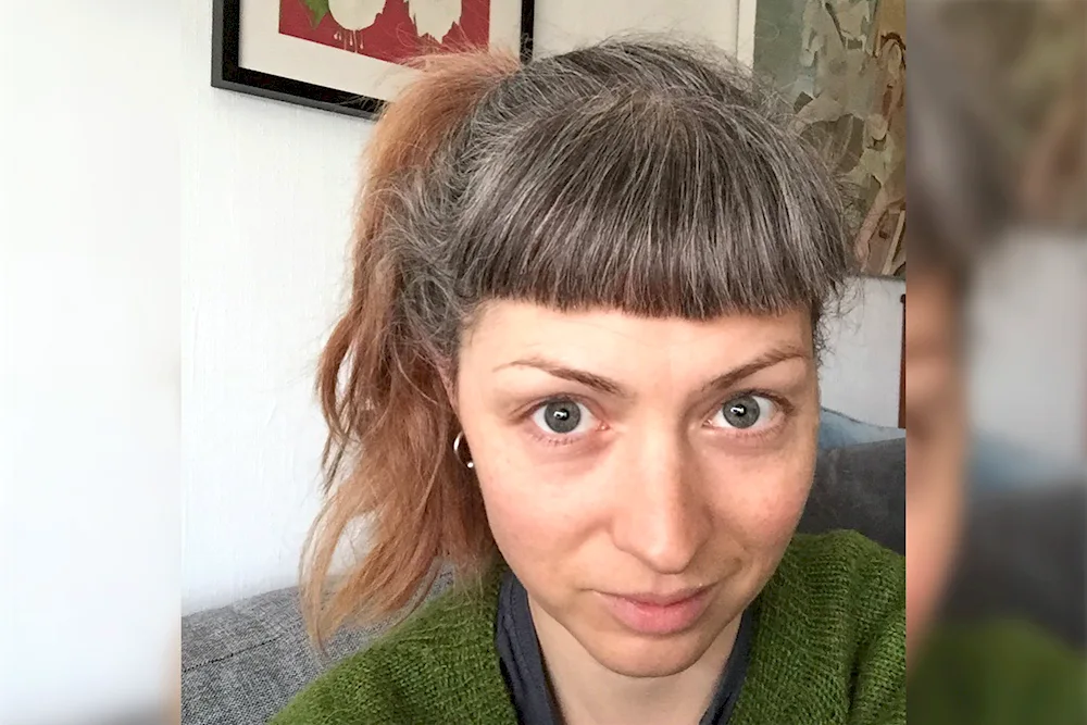 Grey bangs