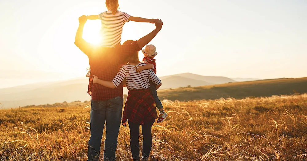 Family photo shoot at sunset