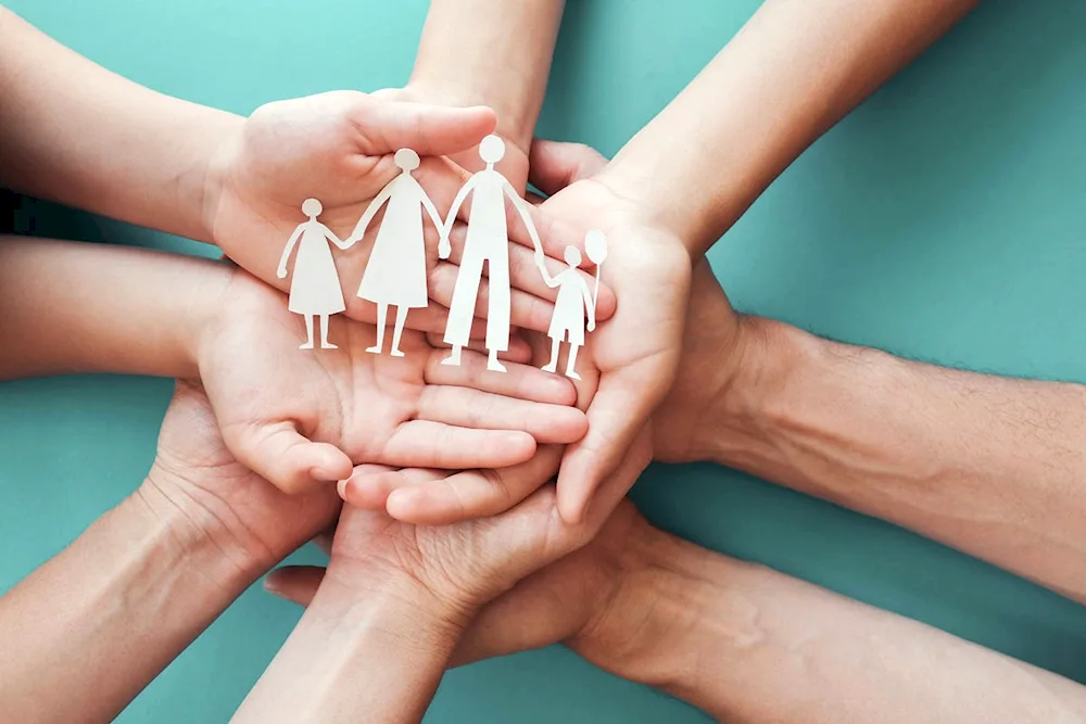 Parents and children's hands