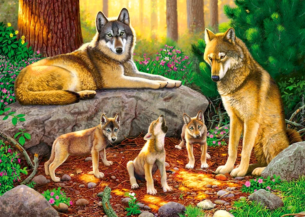 Wolf with cubs