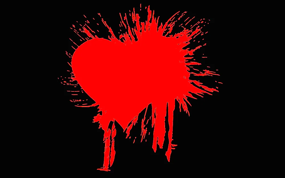 Bloody heart on black background