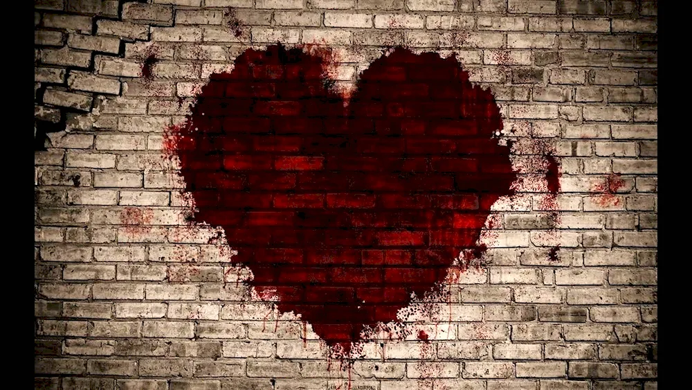 Heart on brick wall