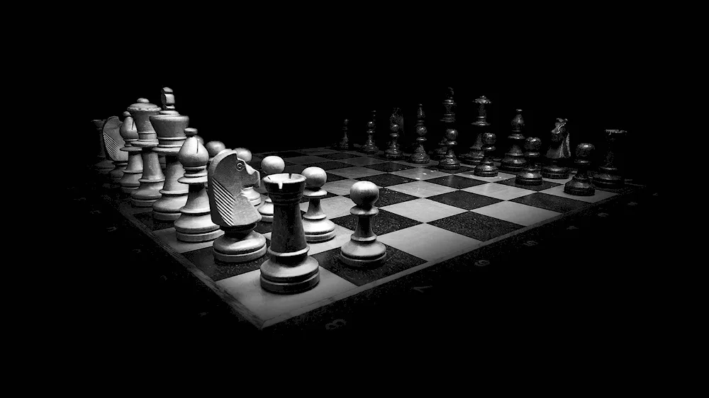 Chess pieces on black background