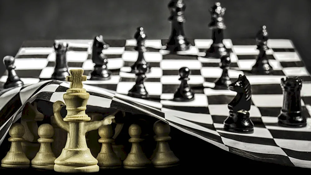 Chess pieces on black background