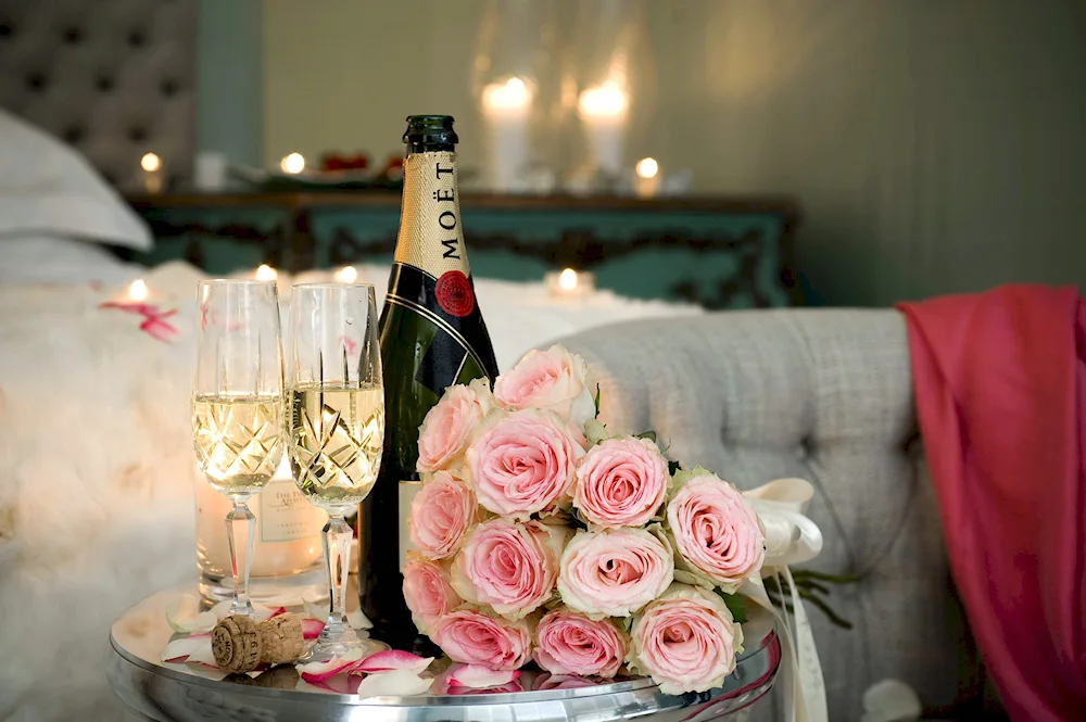 Flowers and champagne