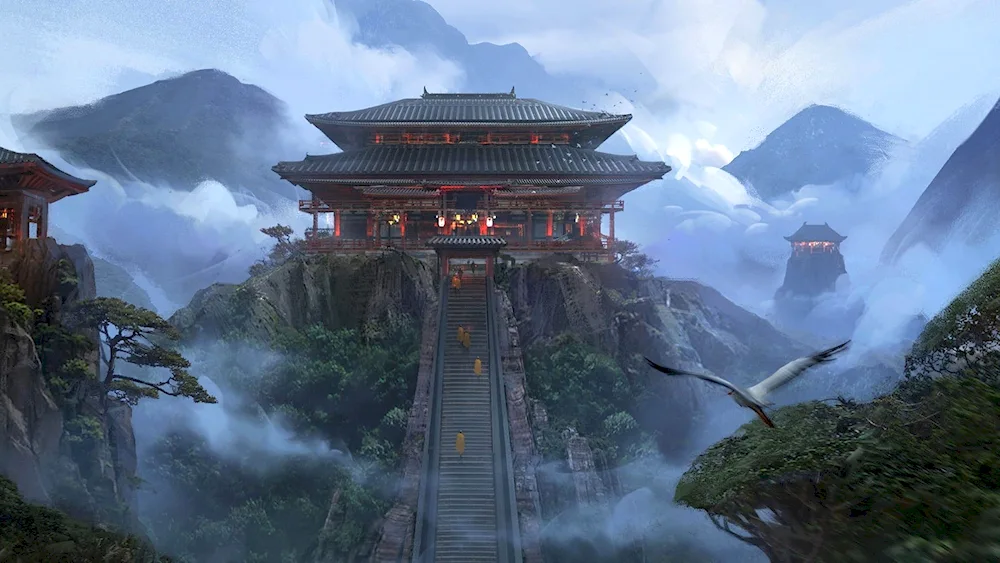 Concept Art environment temple. Japan