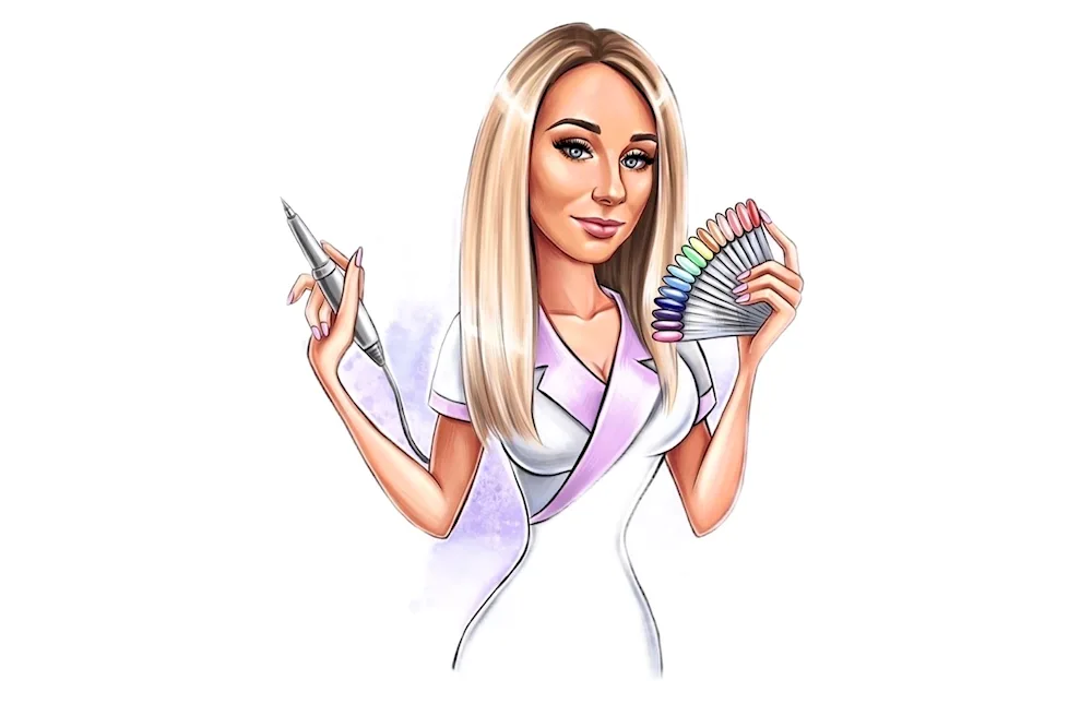 Manicure master caricature