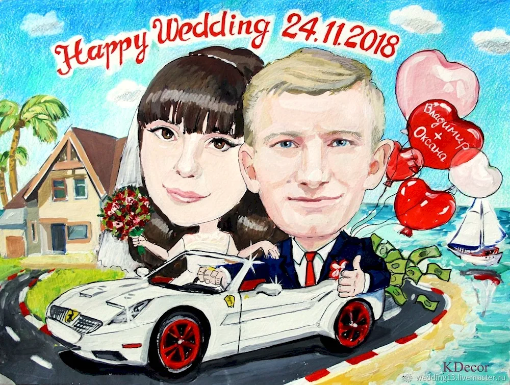 Subject caricature Wedding day caricature