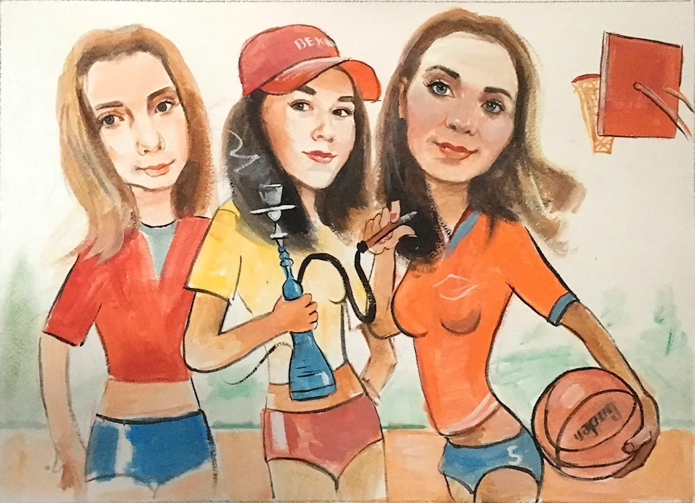 A cartoon of a family