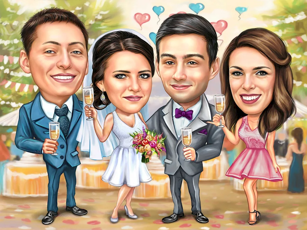Wedding caricature. funny