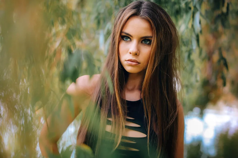 Auburn girl with green eyes