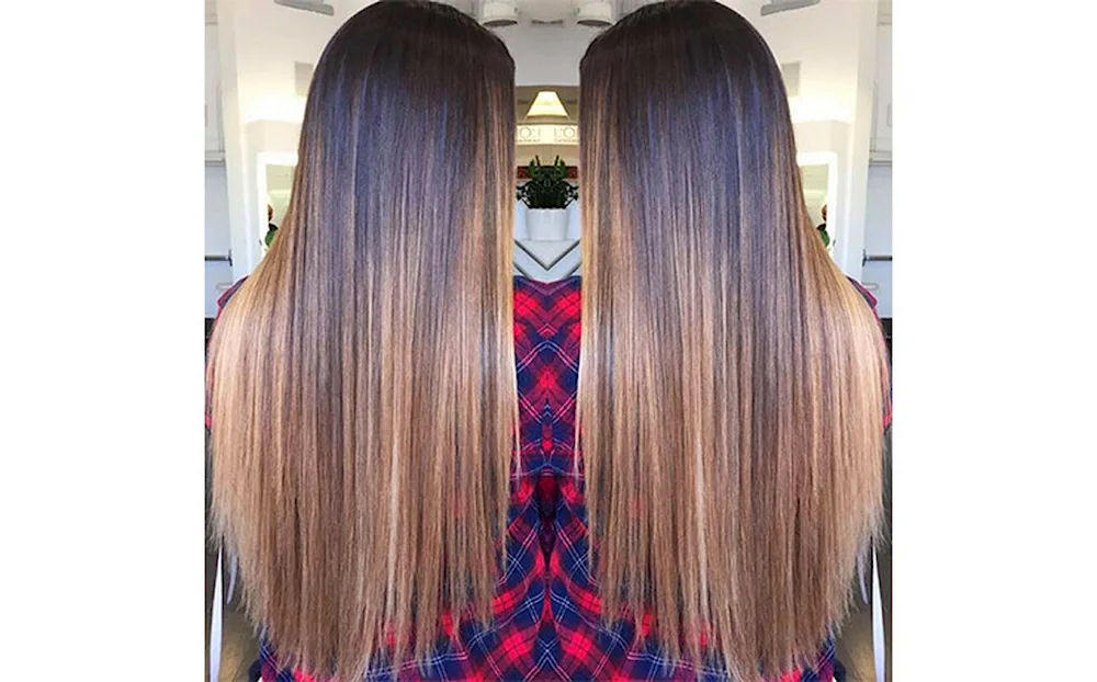 Balayage Balayage Shatouch on dark straight hair