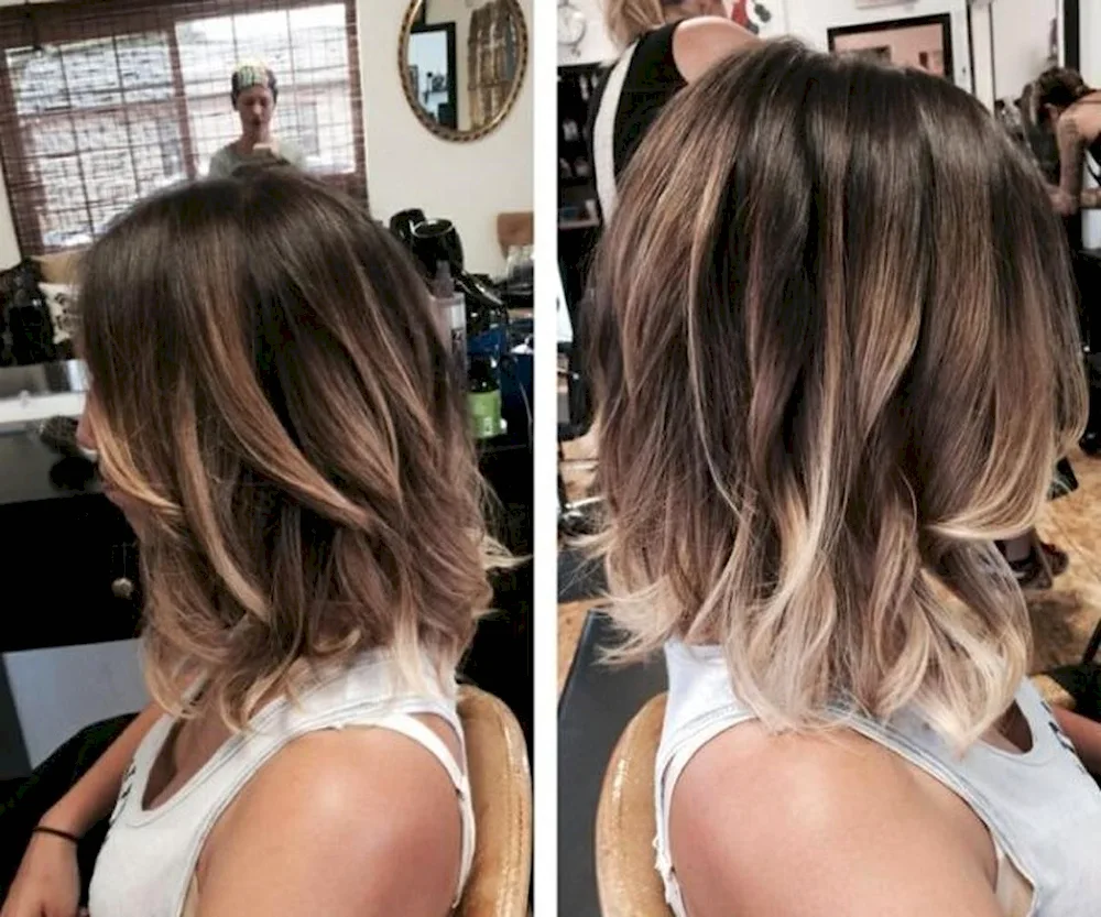 Balayage balayage shading on dark brown hair