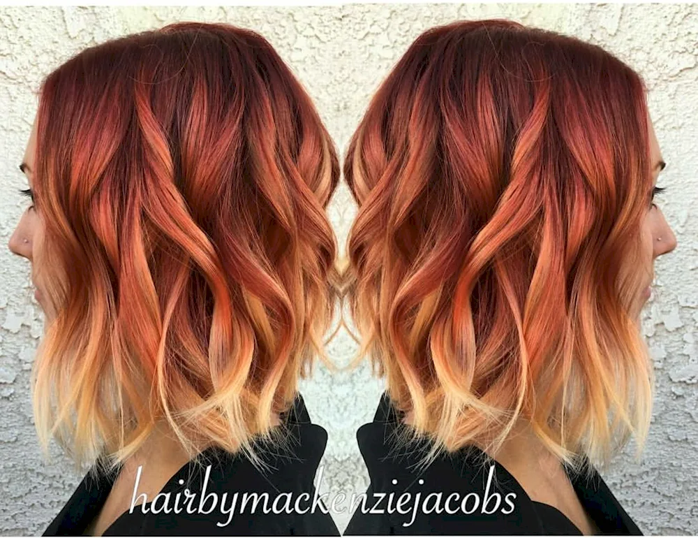 Balayage auburn with copper