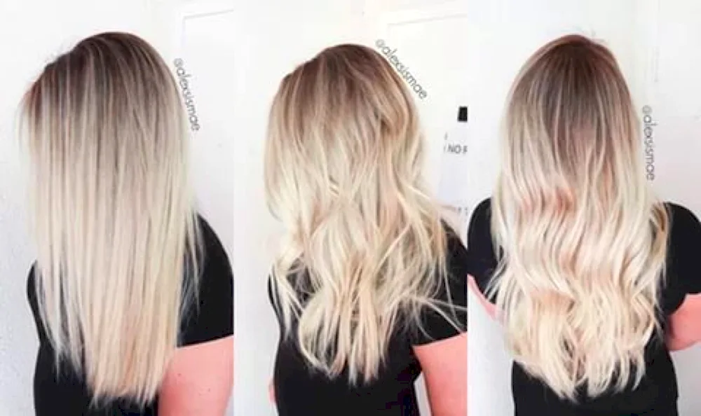 Balayage blond with dark roots