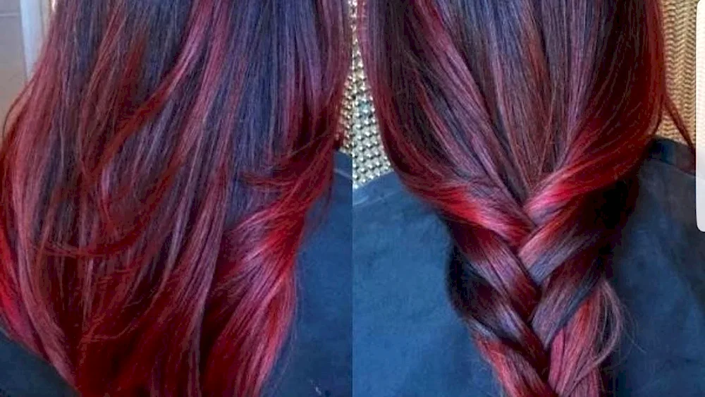 Burgundy shading on dark hair