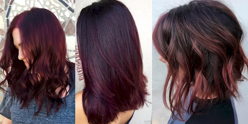 Burgundy mahogany hair colour