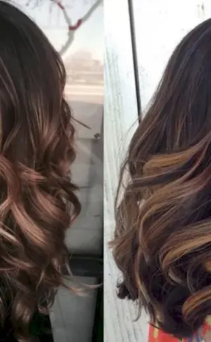 Shatush and balayage on medium length dark hair