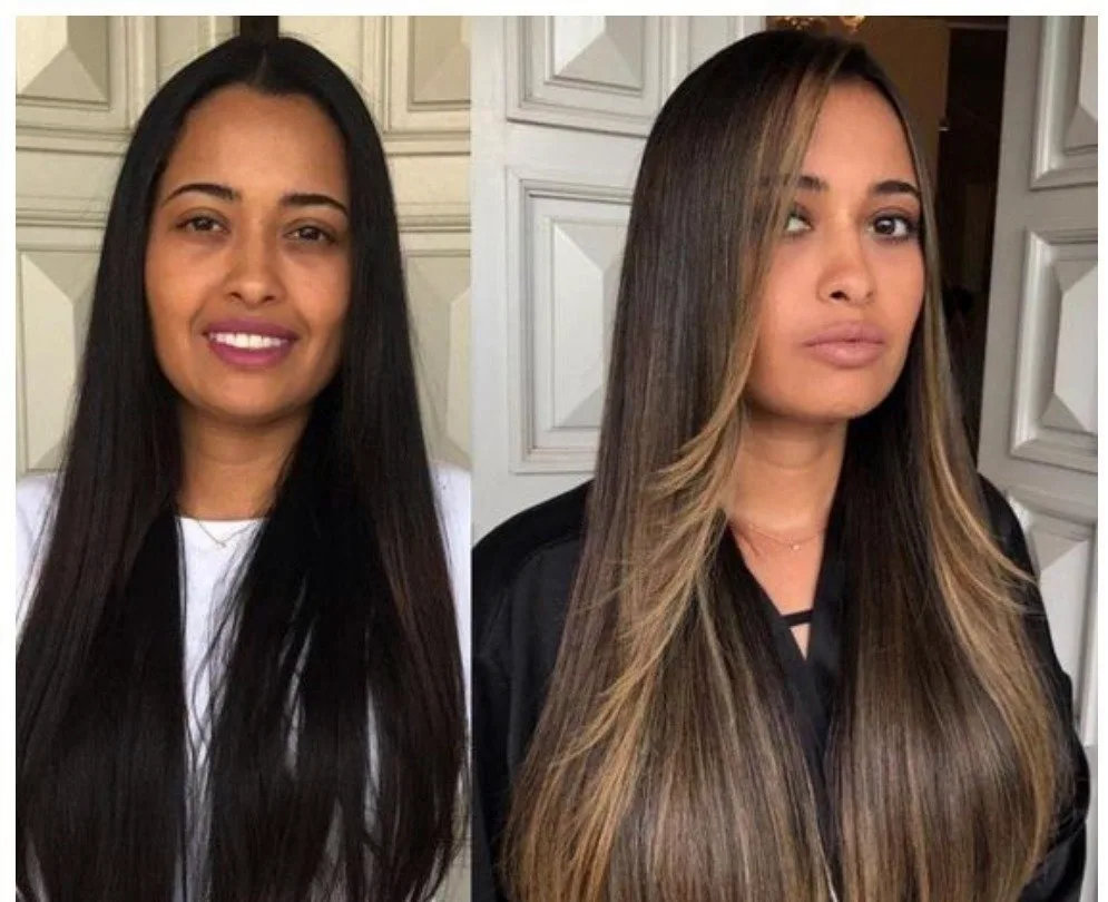 Shatush and contouring on dark hair