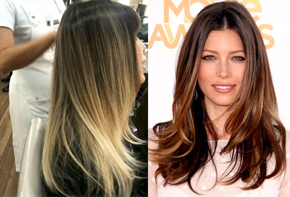 Caramel chocolate Cascade balayage